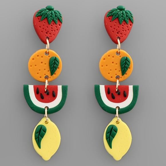 4 Fruit Charm Dangle Earrings