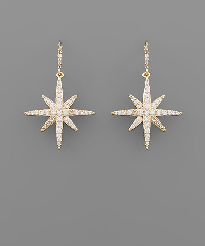 CZ Starburst Dangle Earrings