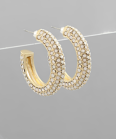 Paved Crystal Open Hoops