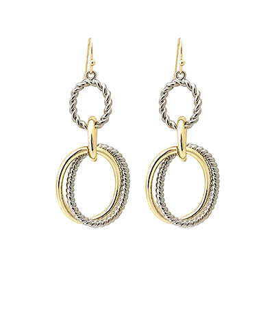 Two-tone Oval Cable Link Earrings