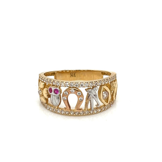 14K Gold "LUCKY" Ring W/ CZ