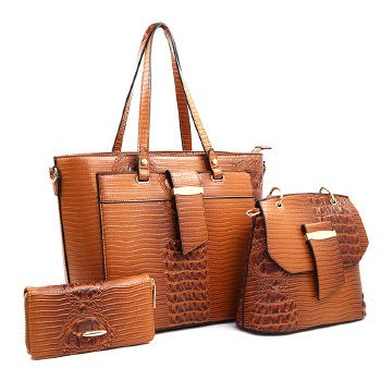 Fashion Faux Leather 3-in-1 Handbag Set