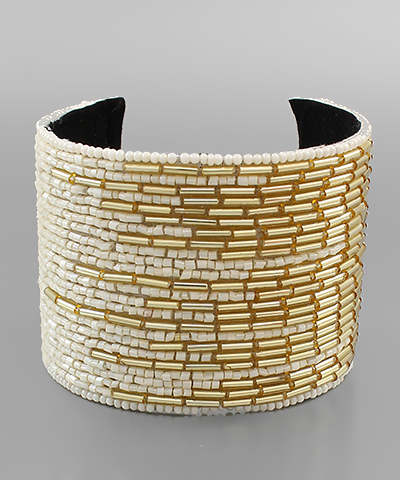 Twotone Bead Wide Cuff