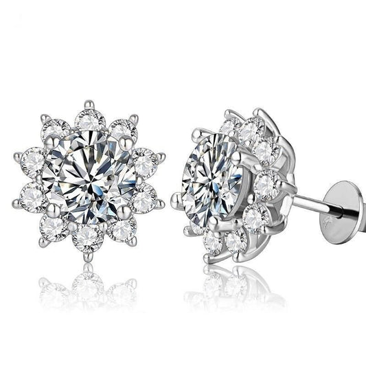 Elegant Snowflake Moissanite Diamond Stud Earrings