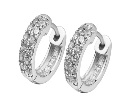 Moissanite Hoops 925 Sterling Silver Rhodium Plated