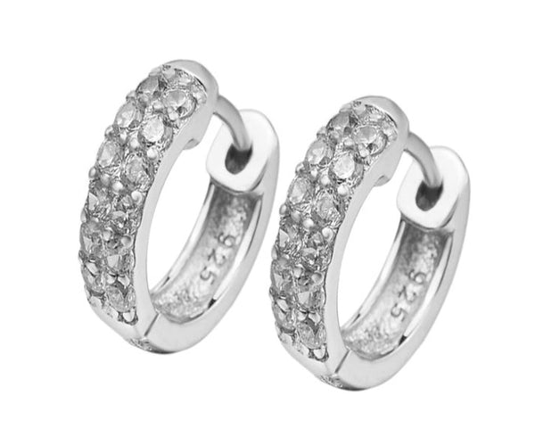 Moissanite Hoops 925 Sterling Silver Rhodium Plated