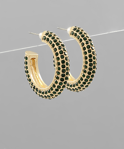 Paved Crystal Open Hoops