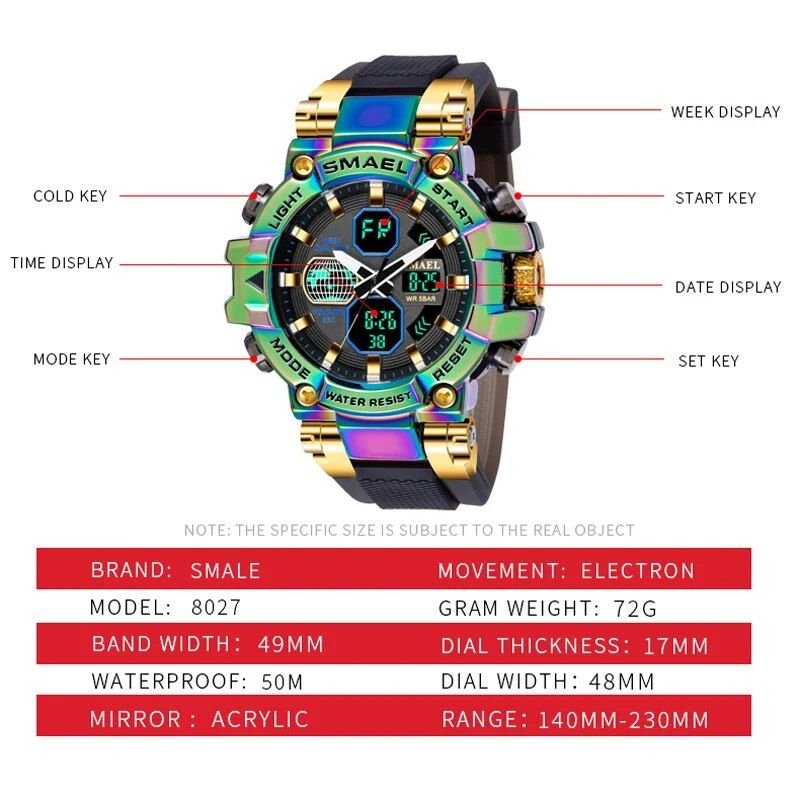 Men's Dual Display Sporty Fitness Watch