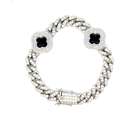 10MM Black Clover Bracelet with CZ