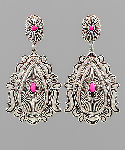 Teardrop Concho Drop Earrings