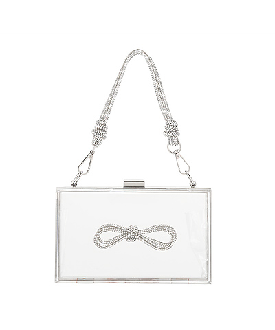 Rhinestone Bow Clear Acrylic Clutch