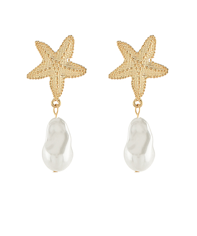 Baroque Pearl & Textured Starfish Earrings