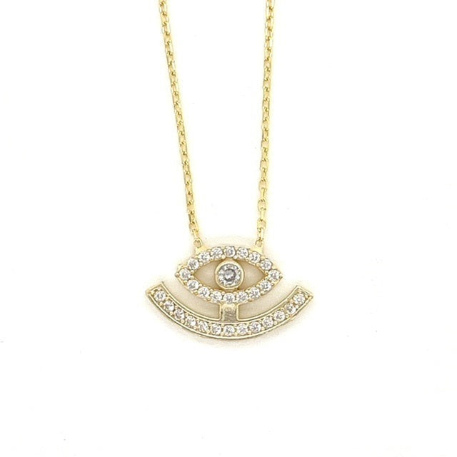 925 sterling silver Eye Shaped necklace with round-cut CZ stones