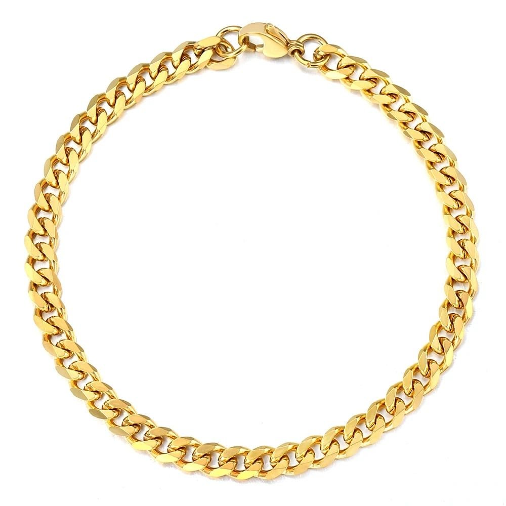 Stylish Cuban Link Chain 7 mm wide Anklet or Bracelet  in Stainless Steel