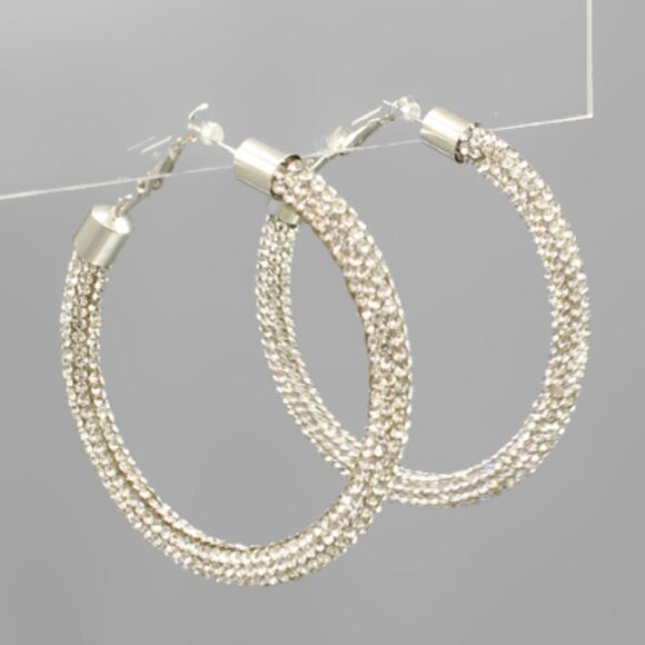 Rhinestone Pave Hoops