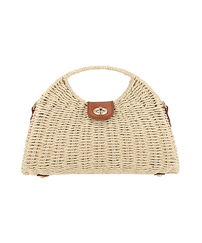 Arch Top Woven Straw Bag