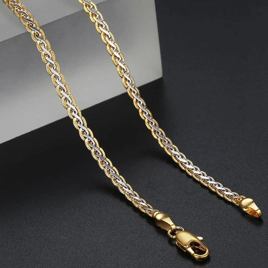 Elegant 4mm Gold-Filled Hammered Link Chain Necklace