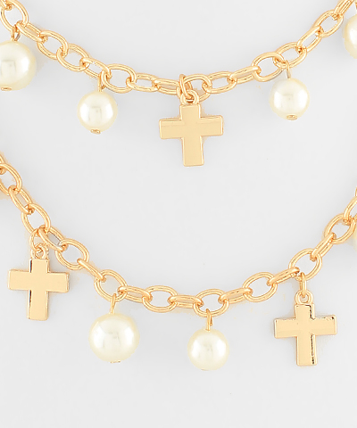 Cross & Pearl Layered Necklace