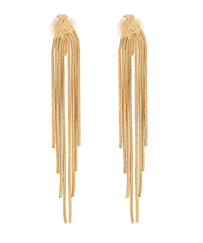 Fringe Metal Clip On Earrings