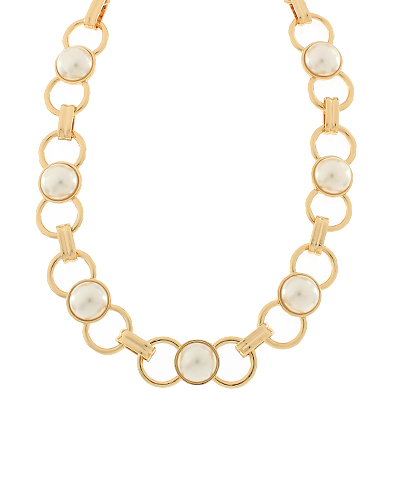 Linked Pearl & Circle Chain Necklace