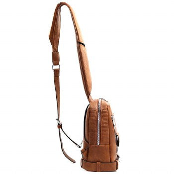 Faux Leather Sling Backpack