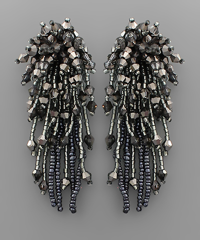 Bead Fringe Cluster Earrings