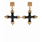 Square & Marble Cross Brass Drop Earrings