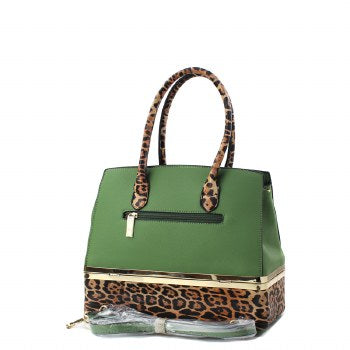 Fashion Faux Leather Leopard Handbag &amp; Wallet Set