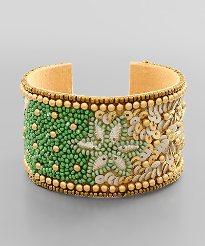 Multi Bead Flower Cuff