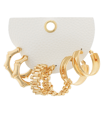 3 Pair Watch Chain & Bamboo Hoops Set