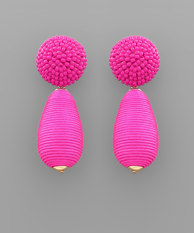 Thread Teardrop Ball Beads Earrings