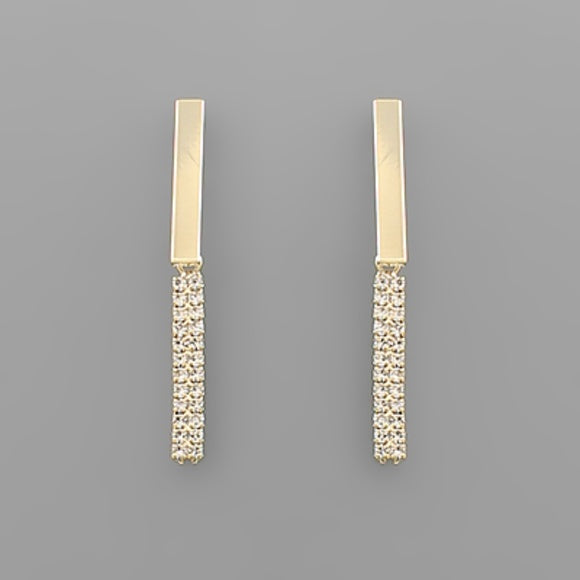 Brass & Crystal Bars Earrings