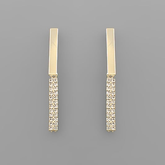 Brass & Crystal Bars Earrings