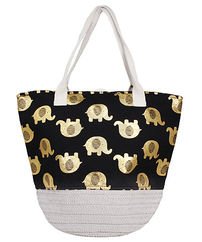 Elephant Print French Basket Tote