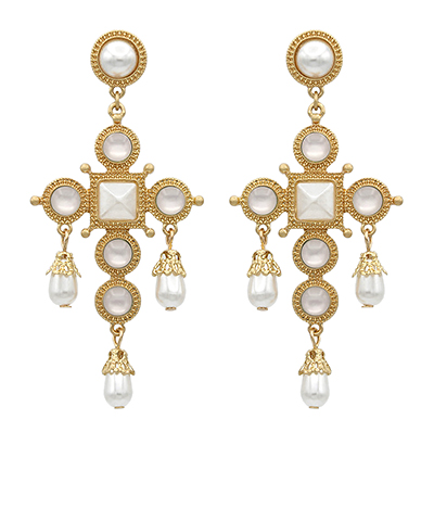 These Antique Jewel Cross Drop Earrings