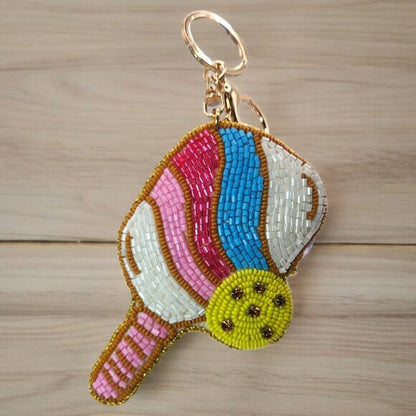 Bead Padded Pickelball Paddle KeyChain