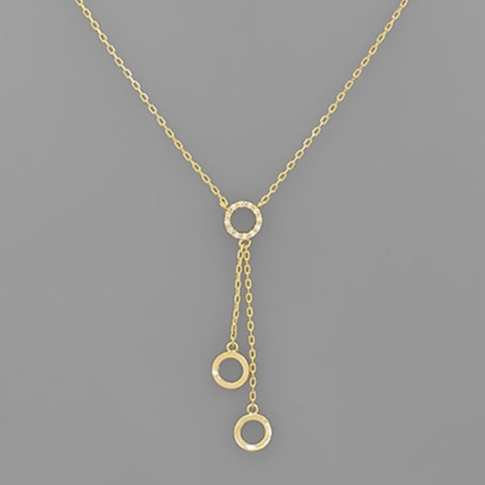 Circle & Chain Drop Y Shape Necklace