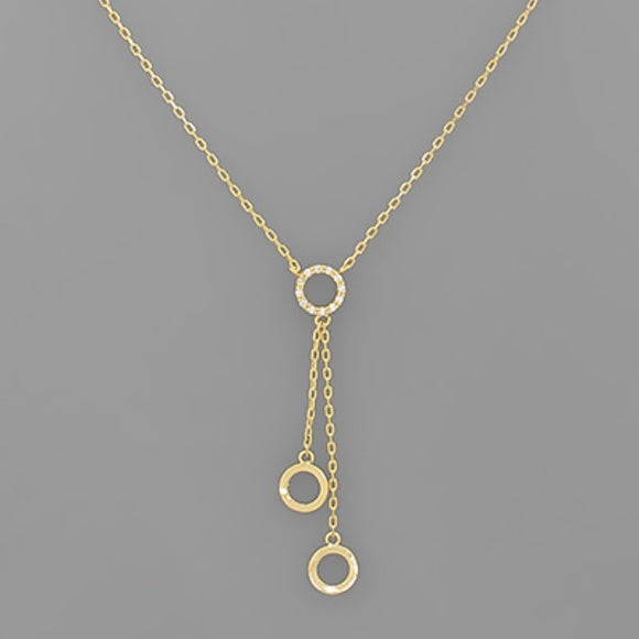 Circle & Chain Drop Y Shape Necklace