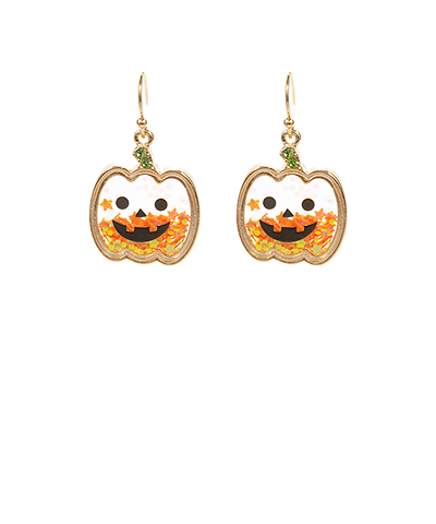 Pumpkin Glitter Shaker Drop Earrings