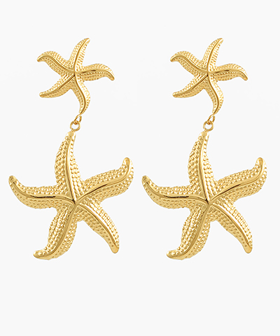 2 Starfish Linked Stainless Steel Earrings