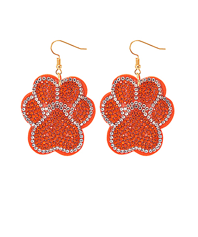 Crystal  Paw Print Cushion Earring