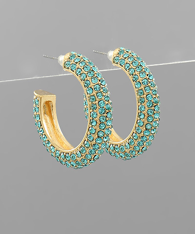 Paved Crystal Open Hoops