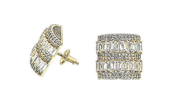 Unisex Pave Stud Earrings set with Pave CZ