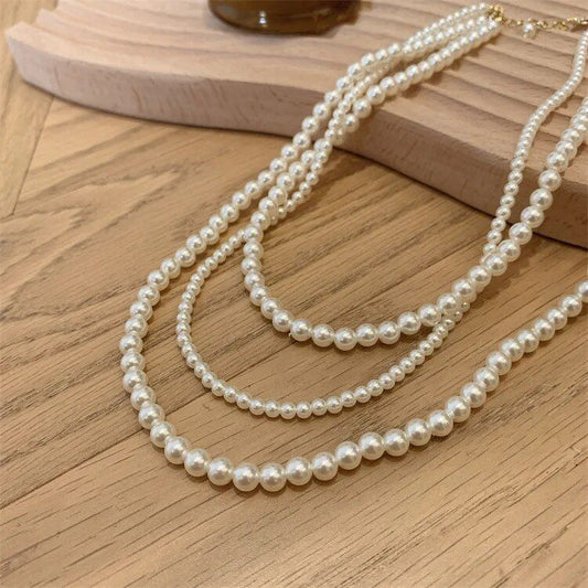 Elegant Multilayer Simulated Pearl Necklace