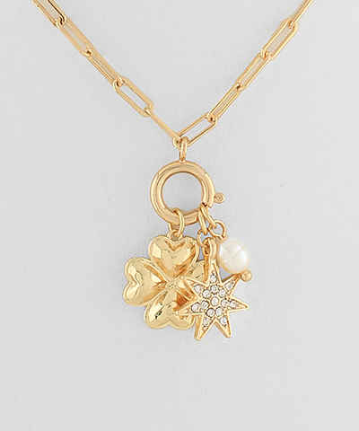 Clover & Star Pendant Chain Necklace