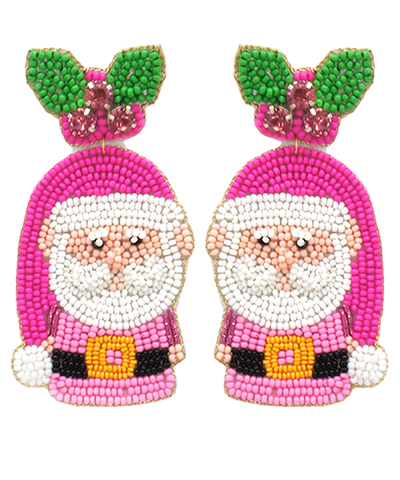 Seed Bead Santa Claus Earring