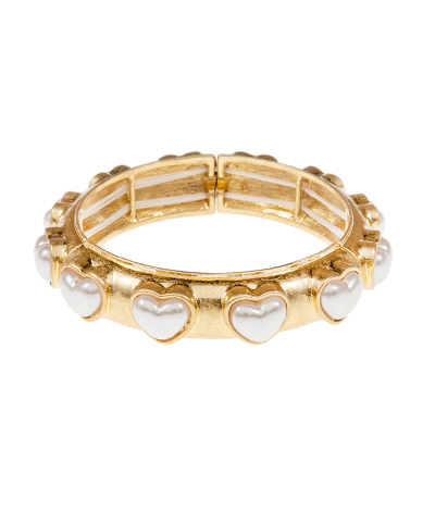 Heart Dome Pearl Station Bracelet