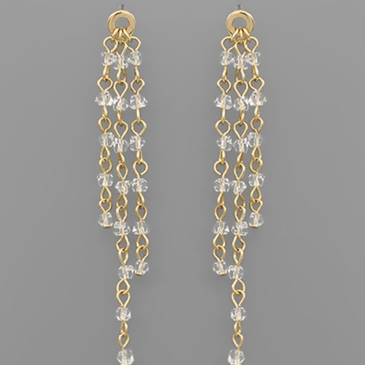 **Bead Chain 3 Row Drop Earrings**