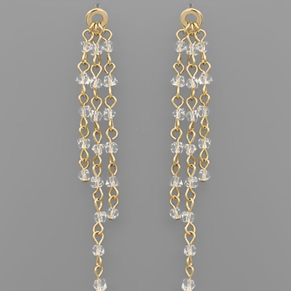 **Bead Chain 3 Row Drop Earrings**