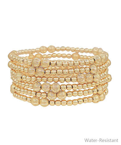 6 Row Texture Ball Accent Bracelet